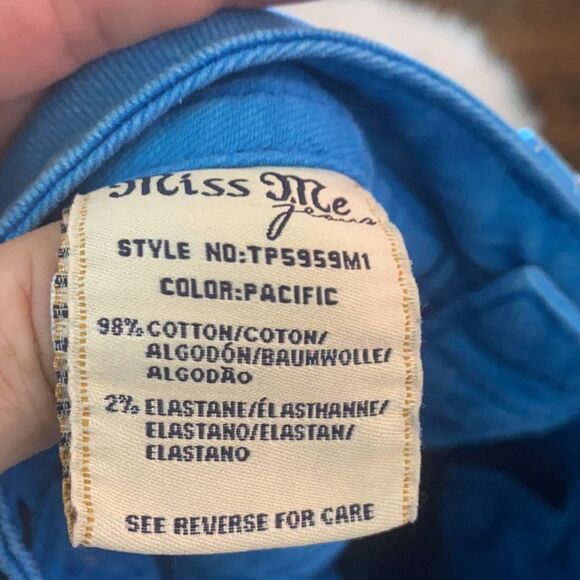 Miss Me Blue Factory Distressed Embellished Bermuda Shorts Casual Modern - Picture 10 of 11